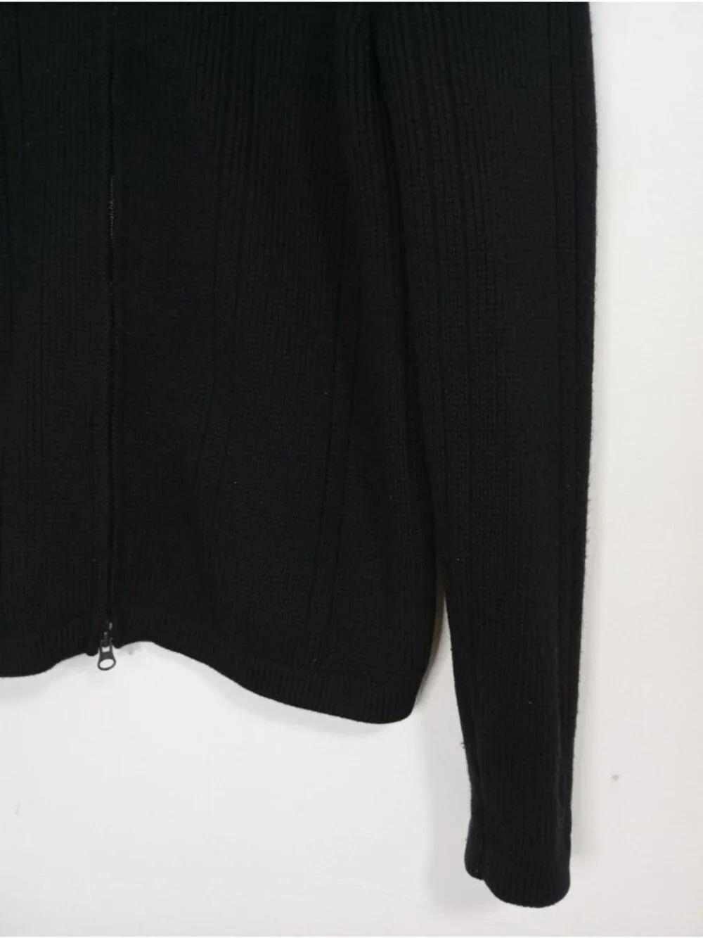 Banana Republic Mens Black Full-Zip Ribbed Knit Sweater size L Merino 100% Wool